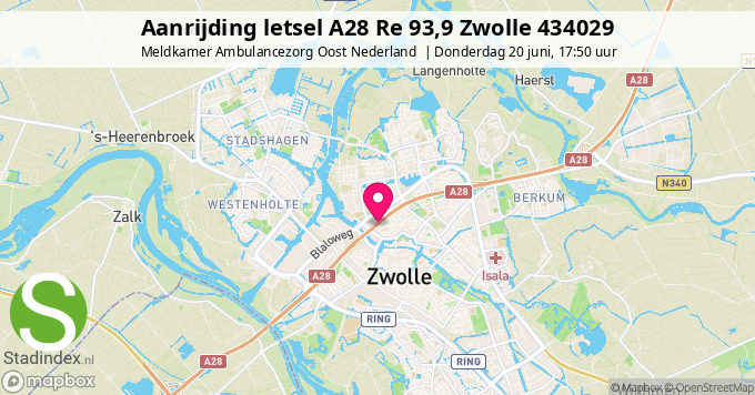 Aanrijding letsel A28 Re 93,9 Zwolle 434029