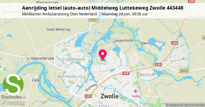 Aanrijding letsel (auto-auto) Middelweg Luttekeweg Zwolle 443448
