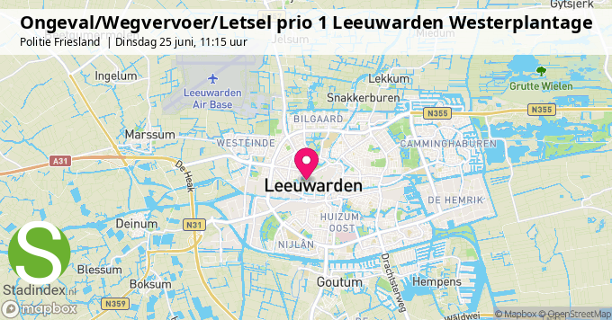Ongeval/Wegvervoer/Letsel prio 1 Leeuwarden Westerplantage