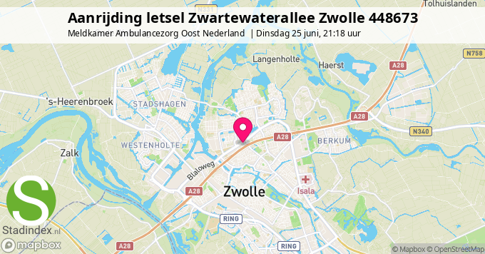 Aanrijding letsel Zwartewaterallee Zwolle 448673