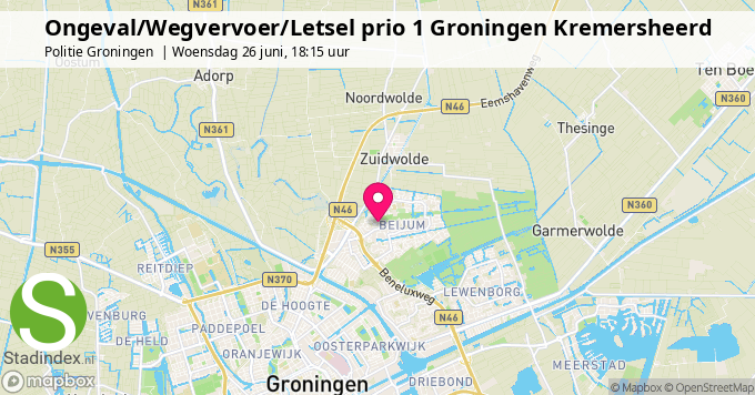 Ongeval/Wegvervoer/Letsel prio 1 Groningen Kremersheerd