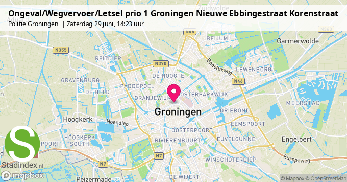 Ongeval/Wegvervoer/Letsel prio 1 Groningen Nieuwe Ebbingestraat Korenstraat