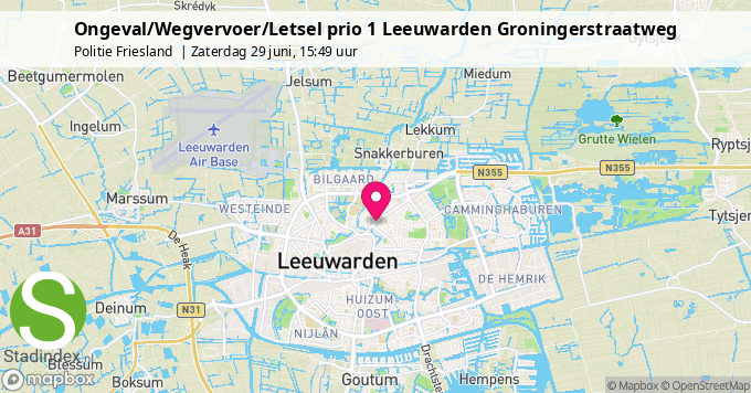 Ongeval/Wegvervoer/Letsel prio 1 Leeuwarden Groningerstraatweg