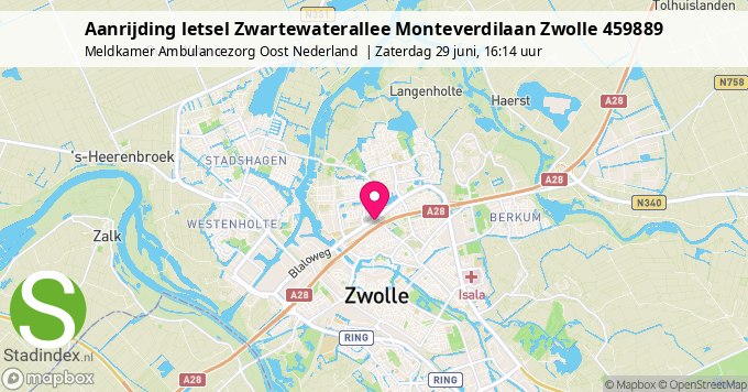 Aanrijding letsel Zwartewaterallee Monteverdilaan Zwolle 459889