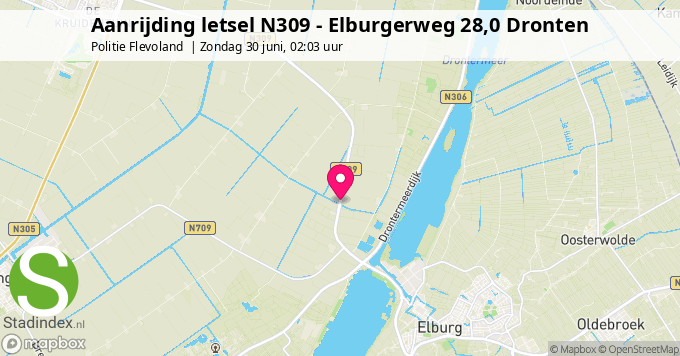 Aanrijding letsel N309 - Elburgerweg 28,0 Dronten