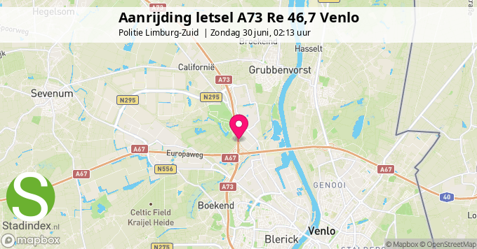 Aanrijding letsel A73 Re 46,7 Venlo