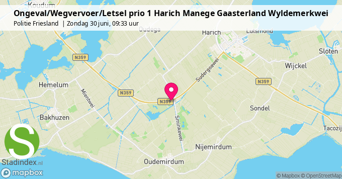 Ongeval/Wegvervoer/Letsel prio 1 Harich Manege Gaasterland Wyldemerkwei