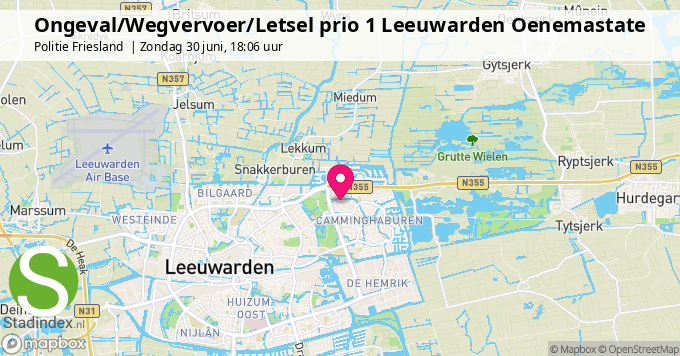 Ongeval/Wegvervoer/Letsel prio 1 Leeuwarden Oenemastate