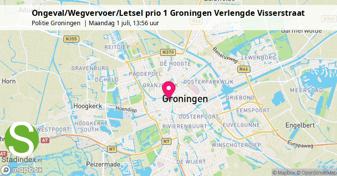 Ongeval/Wegvervoer/Letsel prio 1 Groningen Verlengde Visserstraat