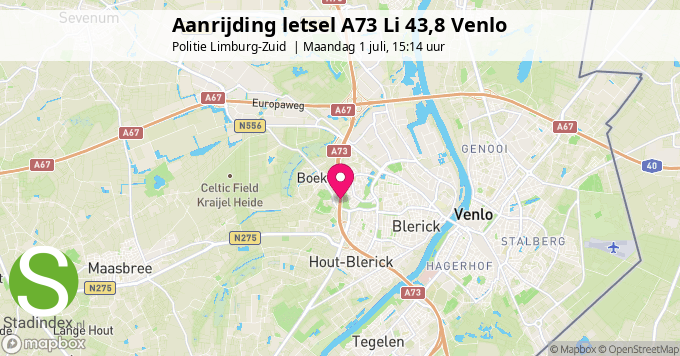 Aanrijding letsel A73 Li 43,8 Venlo