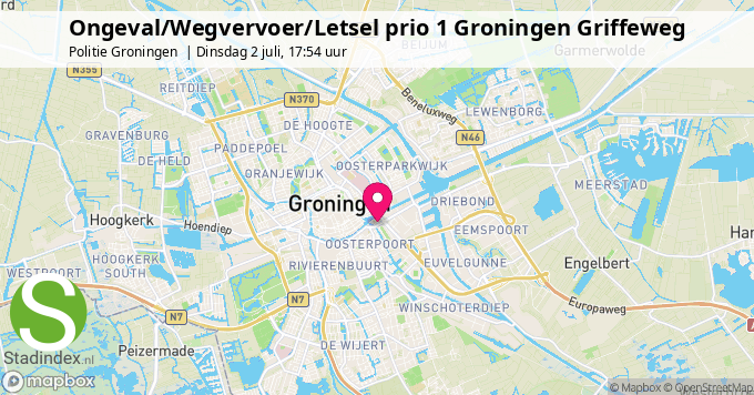 Ongeval/Wegvervoer/Letsel prio 1 Groningen Griffeweg