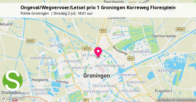 Ongeval/Wegvervoer/Letsel prio 1 Groningen Korreweg Floresplein