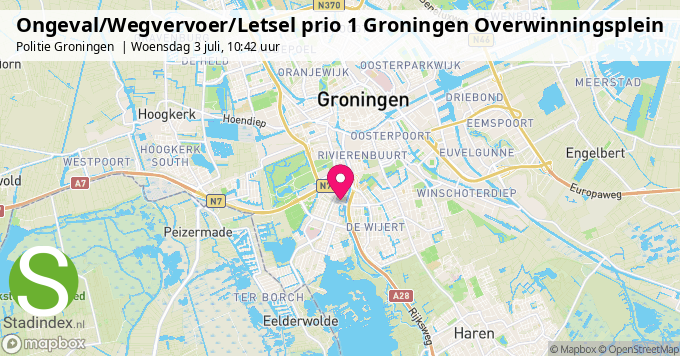 Ongeval/Wegvervoer/Letsel prio 1 Groningen Overwinningsplein