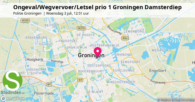 Ongeval/Wegvervoer/Letsel prio 1 Groningen Damsterdiep