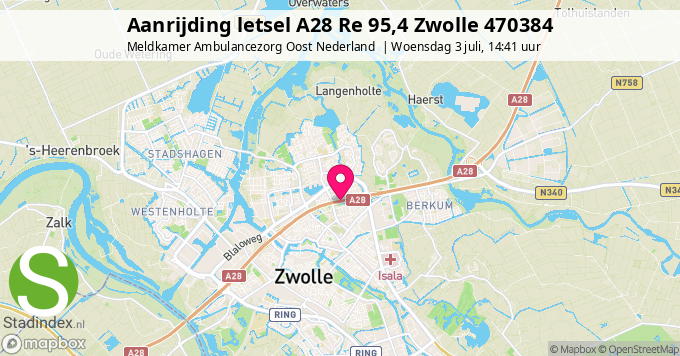 Aanrijding letsel A28 Re 95,4 Zwolle 470384