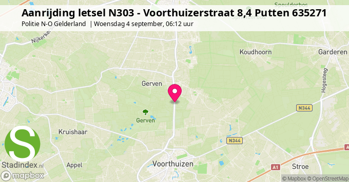 Aanrijding letsel N303 - Voorthuizerstraat 8,4 Putten 635271