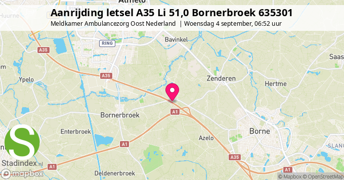 Aanrijding letsel A35 Li 51,0 Bornerbroek 635301