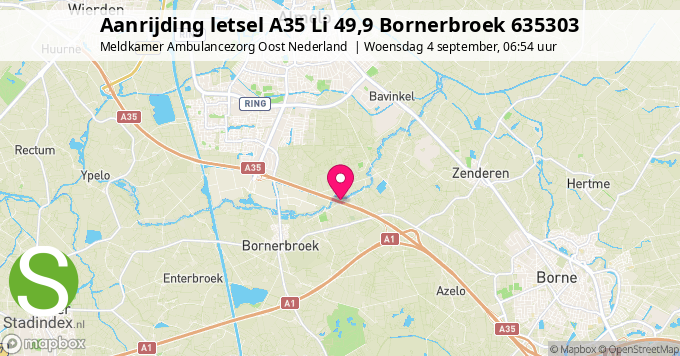 Aanrijding letsel A35 Li 49,9 Bornerbroek 635303