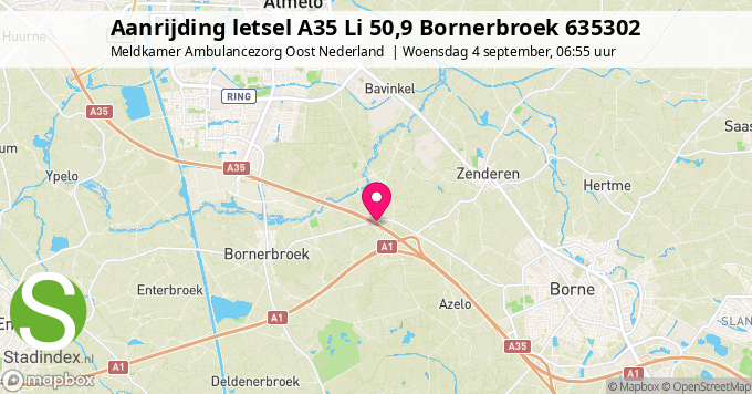 Aanrijding letsel A35 Li 50,9 Bornerbroek 635302