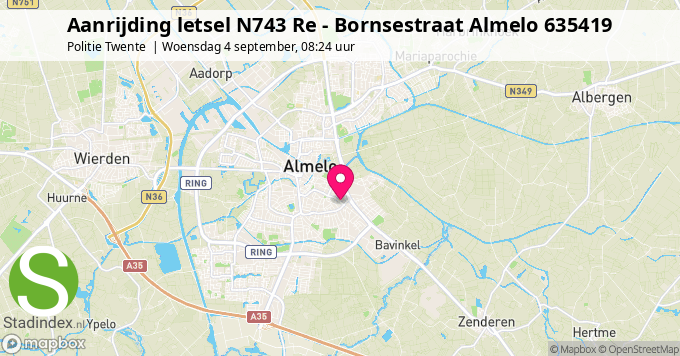 Aanrijding letsel N743 Re - Bornsestraat Almelo 635419