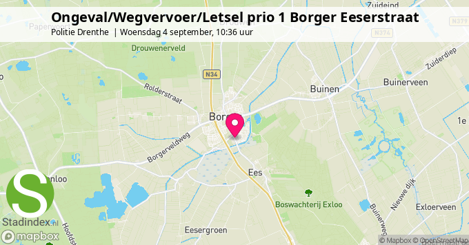 Ongeval/Wegvervoer/Letsel prio 1 Borger Eeserstraat