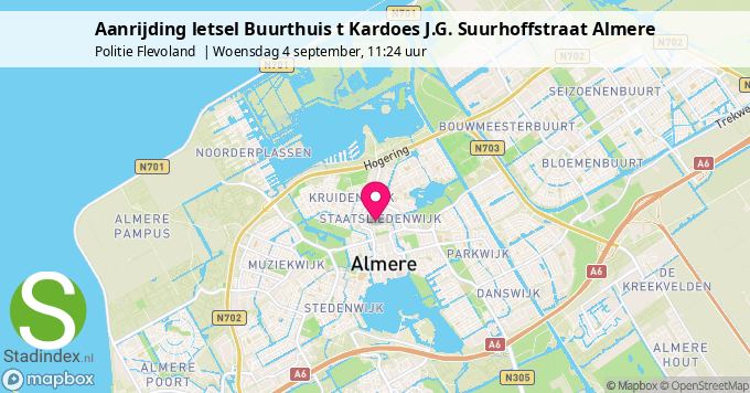 Aanrijding letsel Buurthuis t Kardoes J.G. Suurhoffstraat Almere