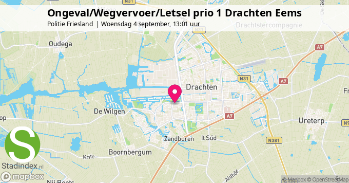 Ongeval/Wegvervoer/Letsel prio 1 Drachten Eems