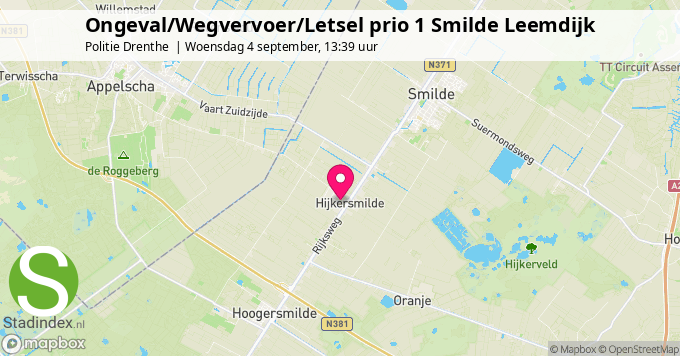 Ongeval/Wegvervoer/Letsel prio 1 Smilde Leemdijk