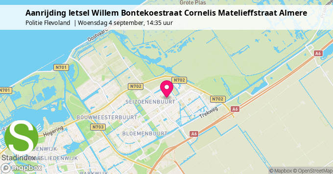 Aanrijding letsel Willem Bontekoestraat Cornelis Matelieffstraat Almere