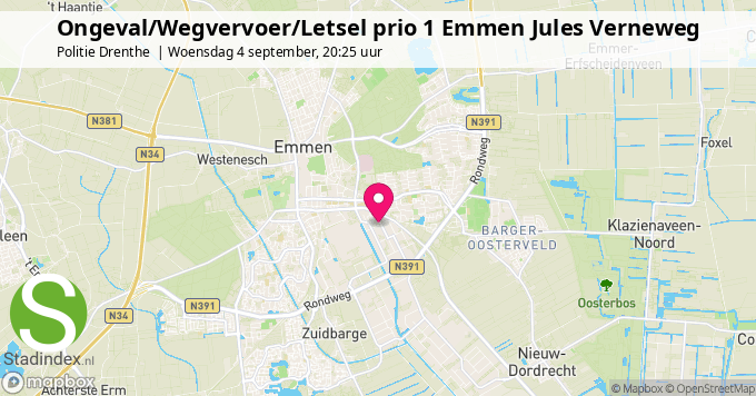 Ongeval/Wegvervoer/Letsel prio 1 Emmen Jules Verneweg