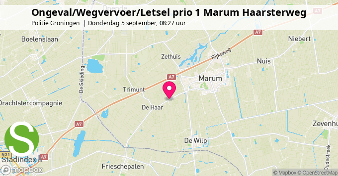 Ongeval/Wegvervoer/Letsel prio 1 Marum Haarsterweg