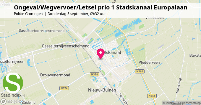 Ongeval/Wegvervoer/Letsel prio 1 Stadskanaal Europalaan