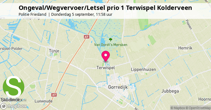 Ongeval/Wegvervoer/Letsel prio 1 Terwispel Kolderveen