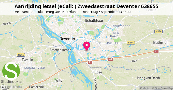 Aanrijding letsel (eCall: ) Zweedsestraat Deventer 638655