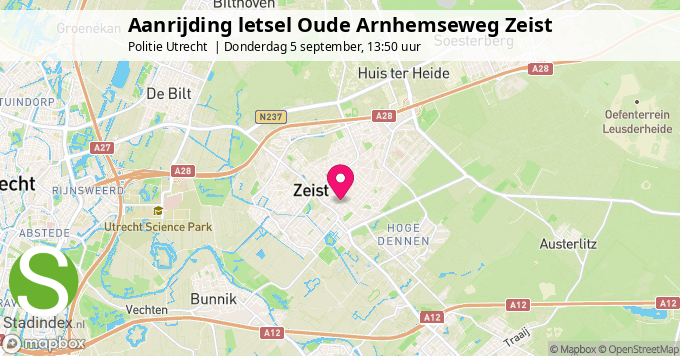 Aanrijding letsel Oude Arnhemseweg Zeist