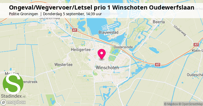 Ongeval/Wegvervoer/Letsel prio 1 Winschoten Oudewerfslaan