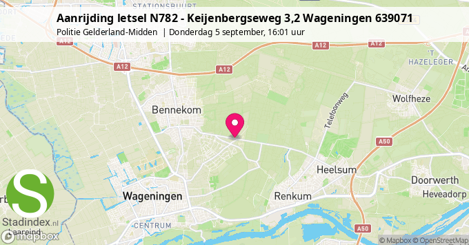 Aanrijding letsel N782 - Keijenbergseweg 3,2 Wageningen 639071