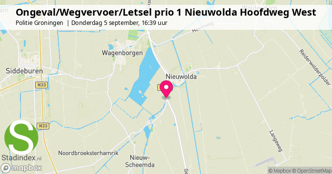 Ongeval/Wegvervoer/Letsel prio 1 Nieuwolda Hoofdweg West