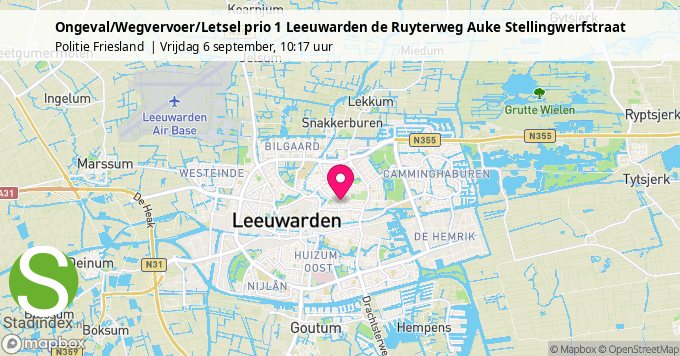 Ongeval/Wegvervoer/Letsel prio 1 Leeuwarden de Ruyterweg Auke Stellingwerfstraat