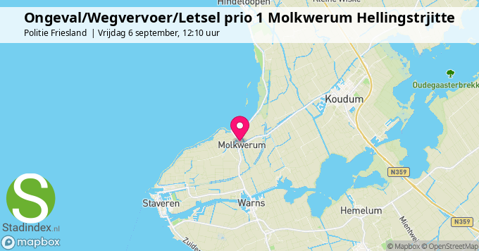 Ongeval/Wegvervoer/Letsel prio 1 Molkwerum Hellingstrjitte