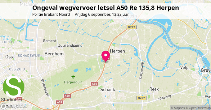 Ongeval wegvervoer letsel A50 Re 135,8 Herpen