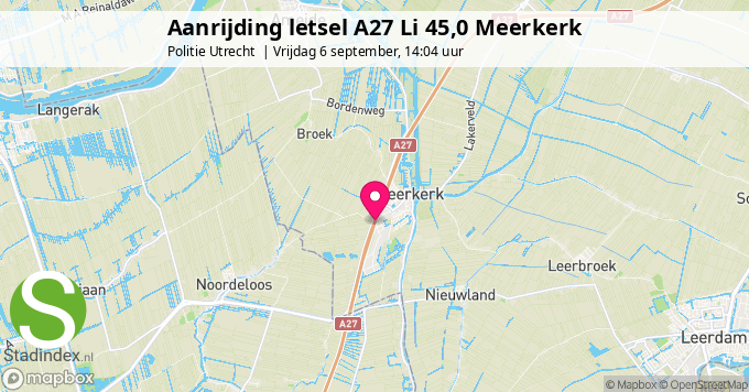 Aanrijding letsel A27 Li 45,0 Meerkerk