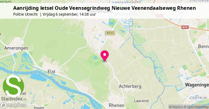 Aanrijding letsel Oude Veensegrindweg Nieuwe Veenendaalseweg Rhenen