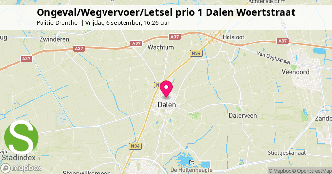 Ongeval/Wegvervoer/Letsel prio 1 Dalen Woertstraat