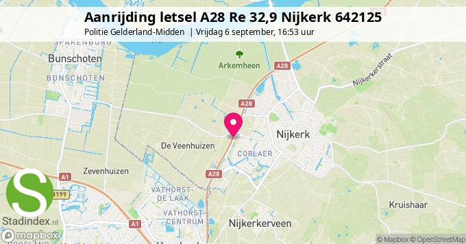 Aanrijding letsel A28 Re 32,9 Nijkerk 642125