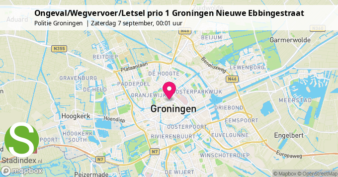 Ongeval/Wegvervoer/Letsel prio 1 Groningen Nieuwe Ebbingestraat