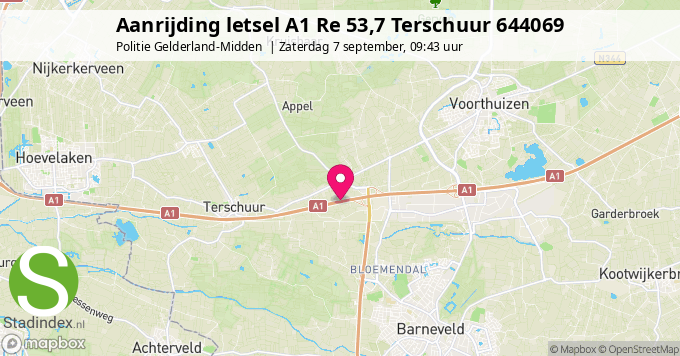 Aanrijding letsel A1 Re 53,7 Terschuur 644069