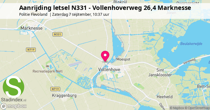 Aanrijding letsel N331 - Vollenhoverweg 26,4 Marknesse