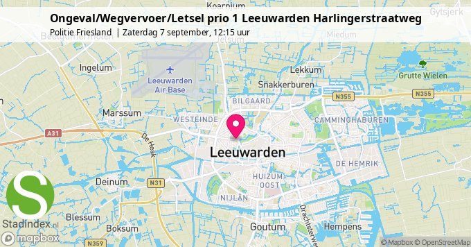 Ongeval/Wegvervoer/Letsel prio 1 Leeuwarden Harlingerstraatweg