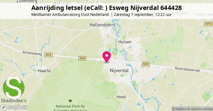 Aanrijding letsel (eCall: ) Esweg Nijverdal 644428